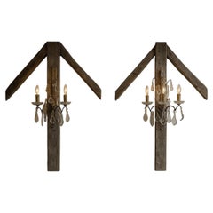 Pair of Antique Decorative Crystal Wall Sconces