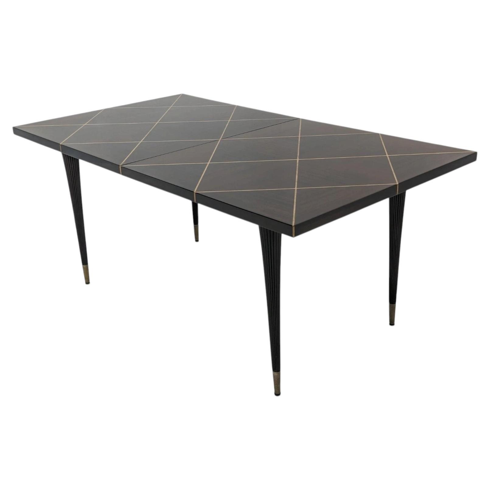 Tommi Parzinger Model 1294 Mahogany Dining Table with Diamond Inlay For Sale