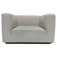 Contemporary Designer White Leather Armchair Loveseat
