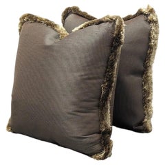 Pair of Floren Custom Silk Fringe Decorative Luxury Cushions