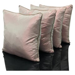 Set of Four Floren Custom Pink Satin Luxury Scatter Cushions