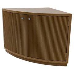 Custom Mustard Lacquered Wood Corner Cabinet