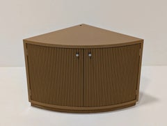 Custom Mustard Lacquered Wood Corner Cabinet