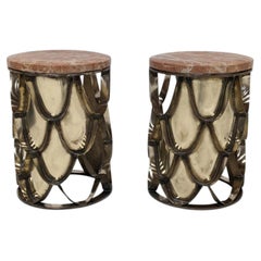 BRABBU Koi Side Tables Sculptural Brass & Marble Japanese-Inspired Design
