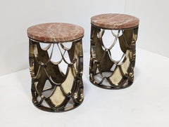 BRABBU Koi Side Tables Sculptural Brass & Marble Japanese-Inspired Design