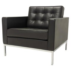 Florence Knoll Sabrina Mahogany Armchair by Knoll Studio in Leather & Chrome