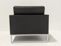 Florence Knoll Sabrina Mahogany Armchair by Knoll Studio in Leather & Chrome