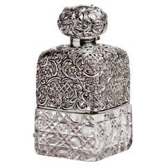 Dekanter im Jugendstil aus Sterlingsilber und geschliffenem Glas von Matthew John Jessop, um 1900