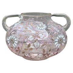 Seltene Rosenschale im Jugendstil von Fritz Heckert, emailliert und vergoldet, signiert, ca. 1885