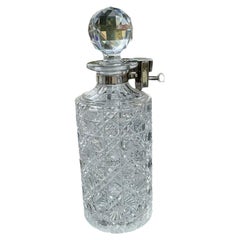 Victorian Betjemann Lock Silver-Plated Hobnail Cut-Glass Spirit Decanter c.1890