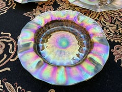 Six Salviati Murano Zanfirico Iridescent Glass Dessert Plates, c. Early 20th C