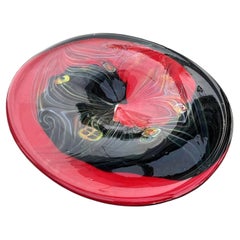 Large Murano Hand-Blown Cased Millefiori & Feathered Glass Centrepiece Platter