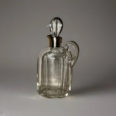 Rare flasque à whisky en verre monté sur argent, de la marque Hukin & Heath, Londres, 1900