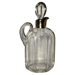 Rare flasque à whisky en verre monté sur argent, de la marque Hukin & Heath, Londres, 1900