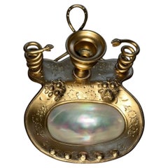 Palais Royal-Style Gilt-Bronze Serpent Pen Holder with Mother-of-Pearl Dish
