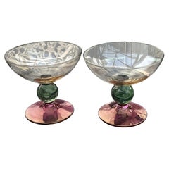 Saladier vintage en verre irisé tricolore de Krosno (Pologne), KR CR3, vers les années 1970