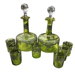 Saint-Louis Talma Liqueur Service, Pair of Decanters & Seven Crystal Tot Glasses