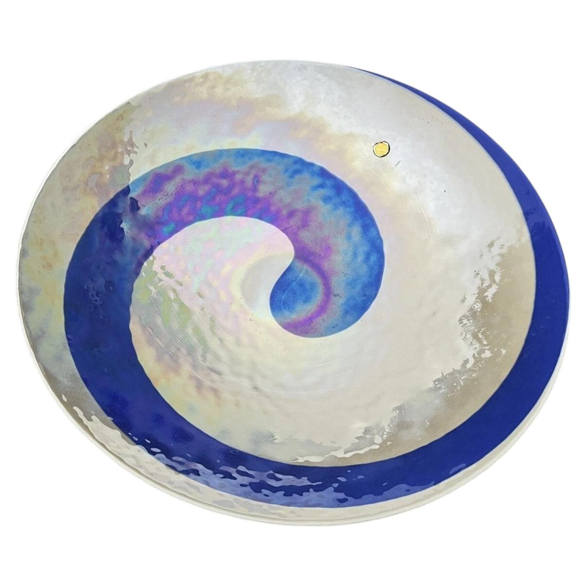Large Murano Ferro Opalescent & Iridescent Glass Centrepiece Bowl, 18 in For Sale