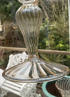 Pair of Cenedese Murano Golden Wrythen Champagne Wine Glasses 10.5"