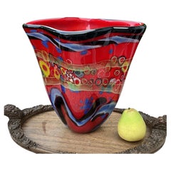 Rare ca. 1970 Murano Millefiori Heavy Hand Blown Art Glass Vase Italy 12"