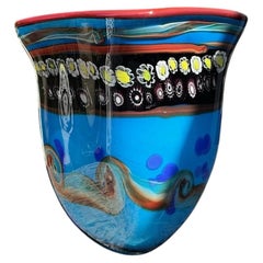 Rare ca. 1970 Murano Millefiori Hand Blown Art Glass Vase Italy 10"