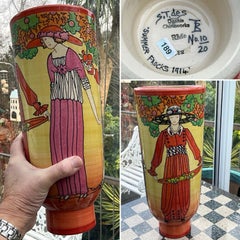 Dennis Chinaworks Summer Frocks 1914 12.75” Art Deco Vase, Sally Tuffin Ed 10/20