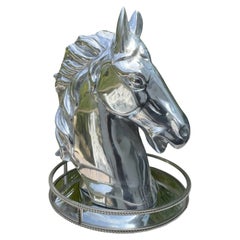 Large 20” Polished Cast Aluminium Horse Head Bust Sculpture