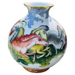 Rare Augarten Wien Art Deco Porcelain Case, Franz von Zülow Horses ca 1935