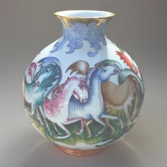 Rare Augarten Wien Art Deco Porcelain Case, Franz von Zülow Horses ca 1935