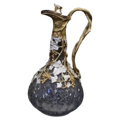Seltenes David-Shaw-Besteck aus London, vergoldete Bronze, mit Weinreben-Motiv, geschliffenes Claret-Glas, 1985
