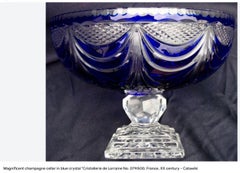 Huge French Cristallerie de Lorraine Centrepiece Cobalt Crystal Pedestal Vase
