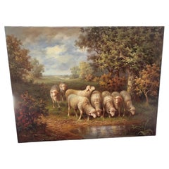 Original Mid Century English Impressionist Rural Landscape Oil Painting