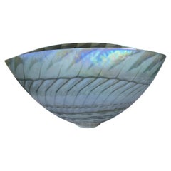 Murano Ferro Iridescent Opalescent Pearl Swirl Glass Bowl Centrepiece 3.2kg