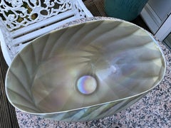 Murano Ferro Iridescent Opalescent Pearl Swirl Glass Bowl Centrepiece 3.2kg