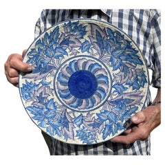 Rare 14.5” Charlotte Rhead A.G. Richardson Crown Ducal Blue Peony Charger c.1935