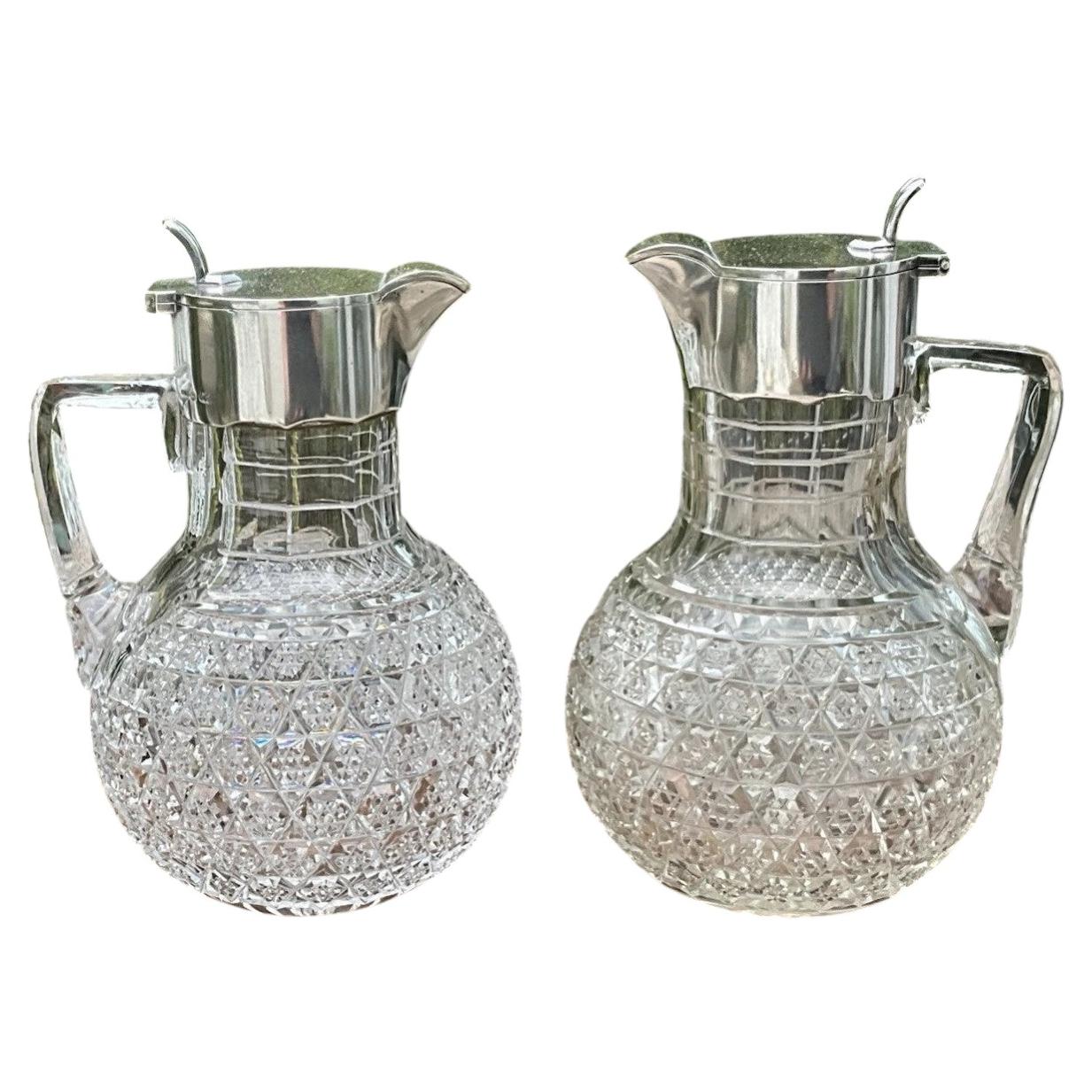 Rara coppia di oggetti d'antiquariato russi in argento del 1890 circa, con punzone K.L. Bicchieri da vino rosso in cristallo molato Bolin