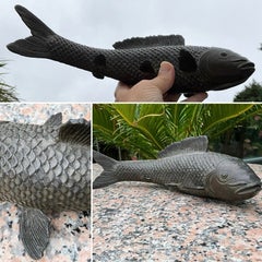 Antique Japanese Meiji Period Bronze Koi Carp Sculpture – Early 20th Century