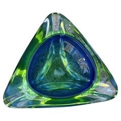 Rare Murano Flavio Poli Seguso Uranium Cobalt Blue Sommerso Bowl C1960 7”