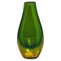 Rare Murano Flavio Poli For Seguso Uranium Green & Ruby Sommerso Vase ca. 1960s