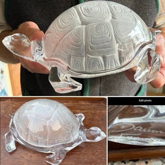 Rare Vintage Daum France Crystal Tortoise Turtle Figurine 12” Signed ca. 1970s