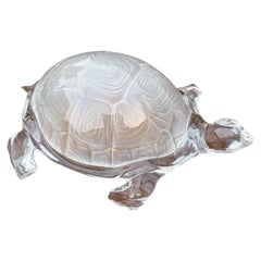 Rare Vintage Daum France Crystal Tortoise Turtle Figurine 12” Signed ca. 1970s