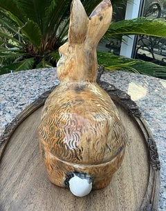 Rare Vintage French Michel Caugant Rabbit 9" Tureen Pâté Dish ca. 1940