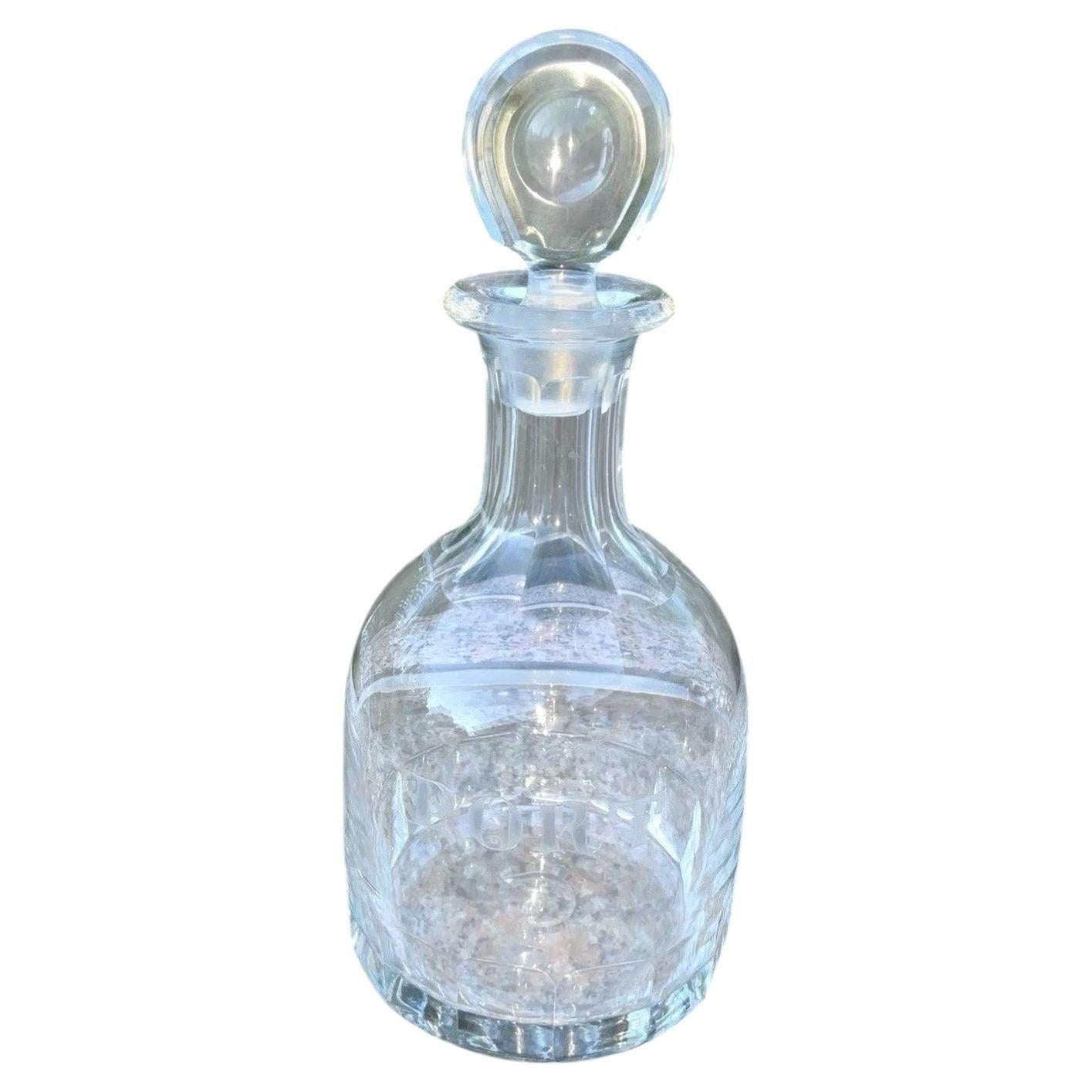 Antique Irish ca. 1820 Georgian Prussian-Style Facet-Cut “Port” Port Decanter For Sale