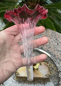 Rare French C1850 Napoleon III Ruby Ruffle Glass Epergne Gilded Bronze & Marble
