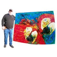 Huge Contemporary Amy Mattey Acrylic Resin Parrot Artwork