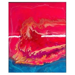 Original Amy Mattey “Fiery Pink Coastline” Contemporary Abstract Painting
