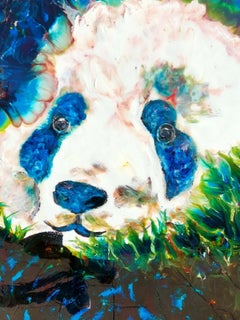 Original Amy Mattey “Panda” Acrylic & Resin Contemporary Art Painting