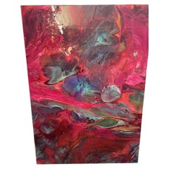 Original Contemporary Abstract Acrylic Painting in Rich Pink & Burgundy Tones