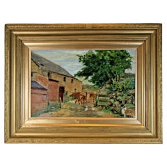 Charles Hepburn Scott Edwardian 1907 “In for Milking” Original Oil Painting