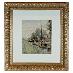 Edwardian 1904 A Y Whishaw Watercolour River Scene Boats Original Artwork